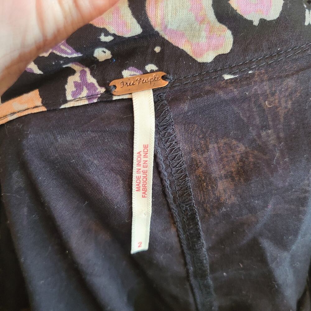 Free People Floral Mini Skirt End Of The Island Goden Black 2 Boho Y2K Cottage - Picture 4 of 5